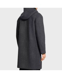 DOUBLE POCKETS LONG COAT WITH HOOD FOR MEN
